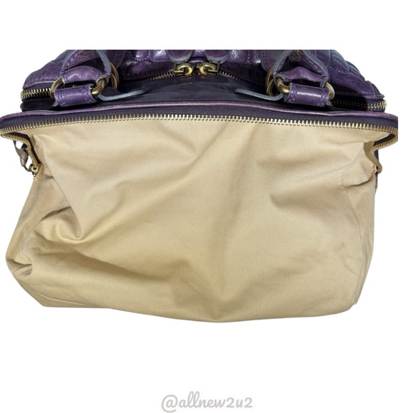 Chloe’ Bay Purple Quilted Satchel Brass Hdw Vint Handbag W/COA Multi-HOST Pick! - Picture 10 of 15